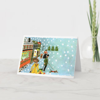 Carte de voeux de scène de Noël de bibliothèque de