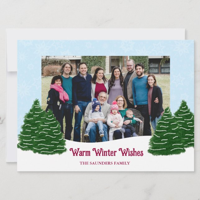 Carte de vœux de scène hivernale aux arbres enneig (Devant)