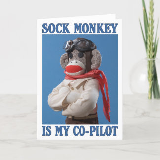 Carte de voeux de singe de co-pilote