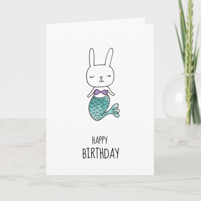 Carte de voeux de sirène de joyeux anniversaire (Devant)