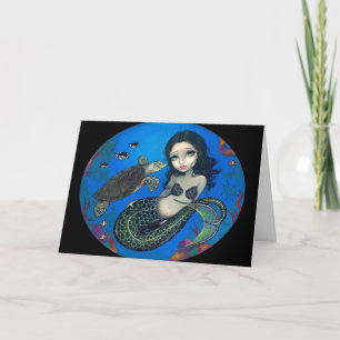 Carte de voeux "de sirène de tortue de mer"