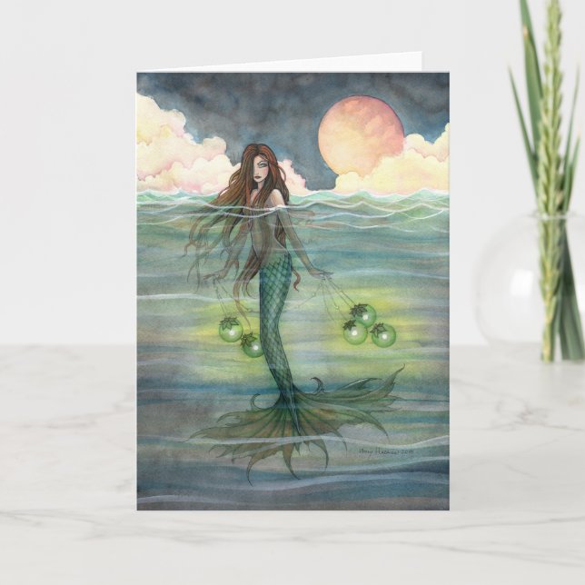Carte de voeux de sirène "Mer illuminée" (Devant)
