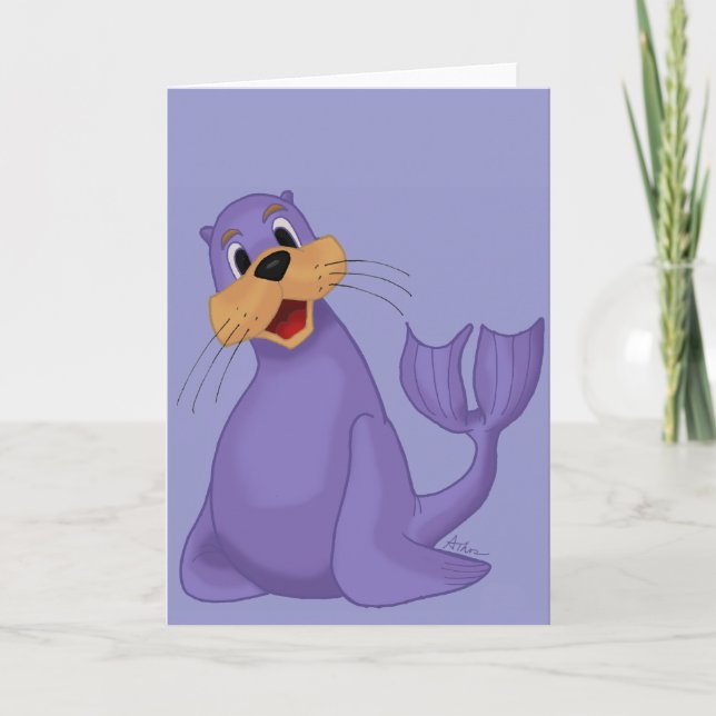 Carte de voeux de sourire d'otarie (Devant)