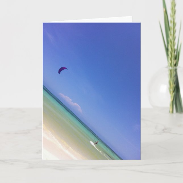 Carte de voeux de surfer de cerf-volant (Devant)