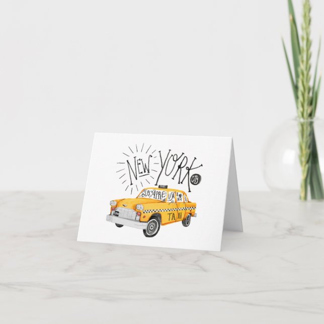Carte de voeux de taxi jaune de New York City (Devant)