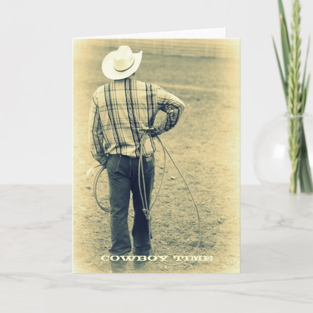 Carte de voeux de temps de cowboy (Devant)