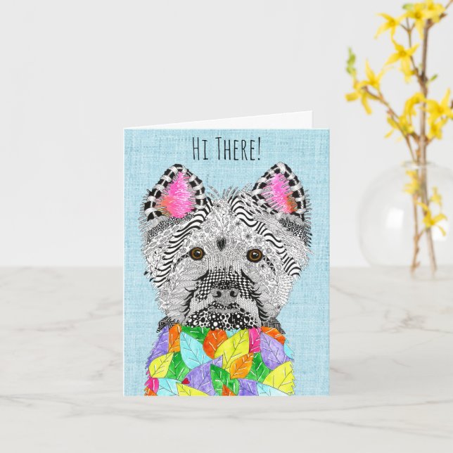 Carte de voeux de Terrier du Corbeau West Highland (Fleur jaune)