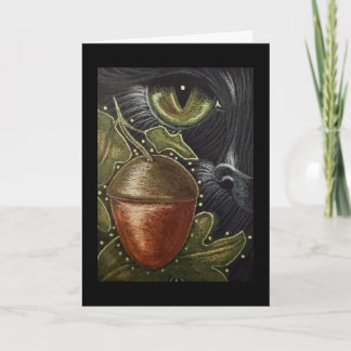 Carte de vœux de Thanksgiving Chat Noir avec Gland