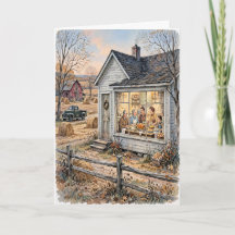 Carte de vœux de Thanksgiving de ferme rétro