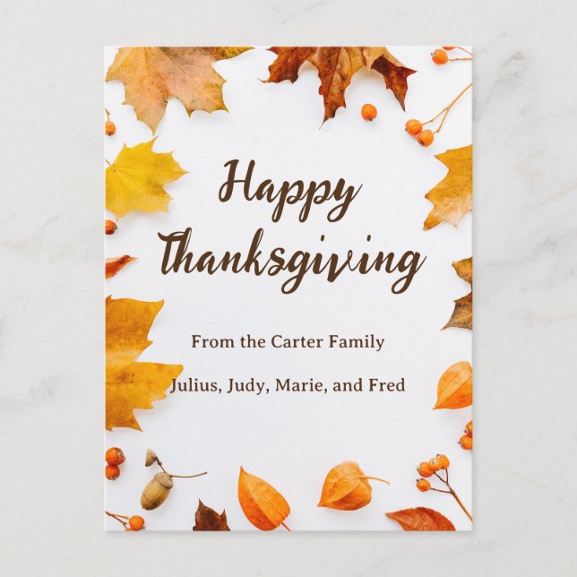 Carte de vœux de Thanksgiving Feuille d'automne (Devant)