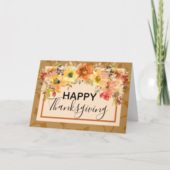 Carte de vœux de Thanksgiving Floral d'automne (Devant)