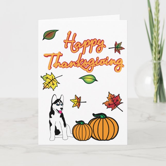 Carte de voeux de Thanksgiving Husky (Devant)