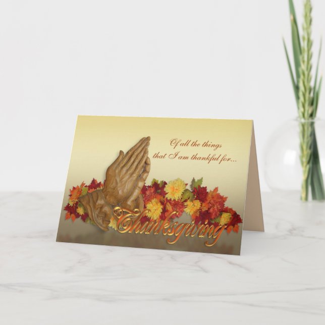 Carte de voeux de Thanksgiving Prier les mains de  (Devant)