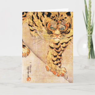 Carte de voeux de tigre de Kuniyoshi
