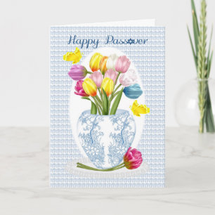 Carte de voeux de tulipe et de papillon de pâque