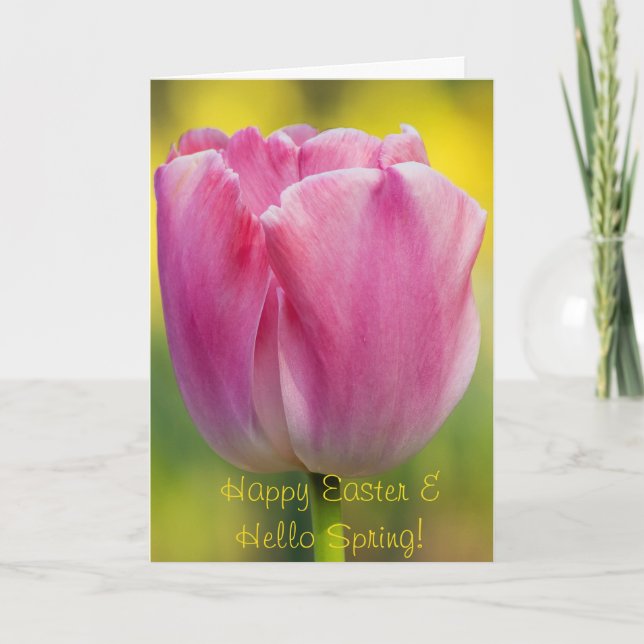 Carte de vœux de tulipe rose de printemps (Devant)