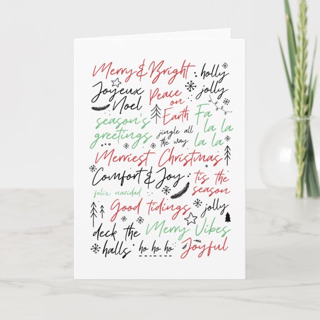 Carte de vœux de typographie de Noël lettrage manu (Devant)