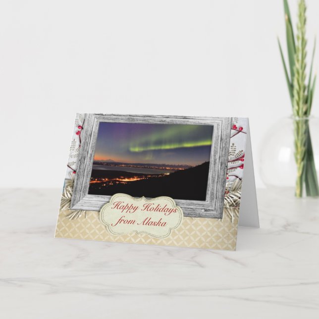 Carte de voeux de vacances Alaskan Northern Lights (Devant)