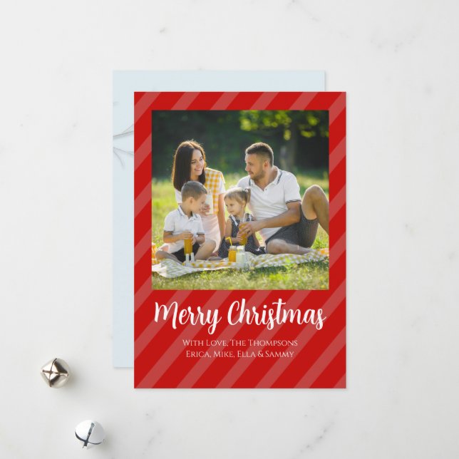 Carte de vœux de vacances avec photo de Cardinal r (Devant/Arrière en situation)