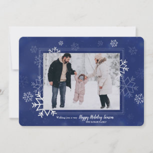 Carte de vœux de vacances avec photo de flocons de