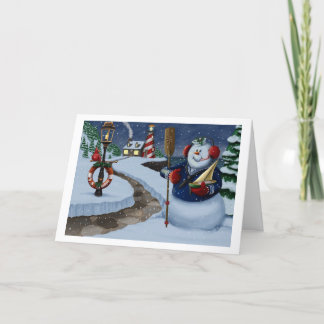 Carte de vœux de vacances bonhomme de neige Marin