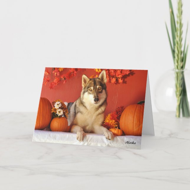 Carte de voeux de vacances d'automne de loup (Devant)