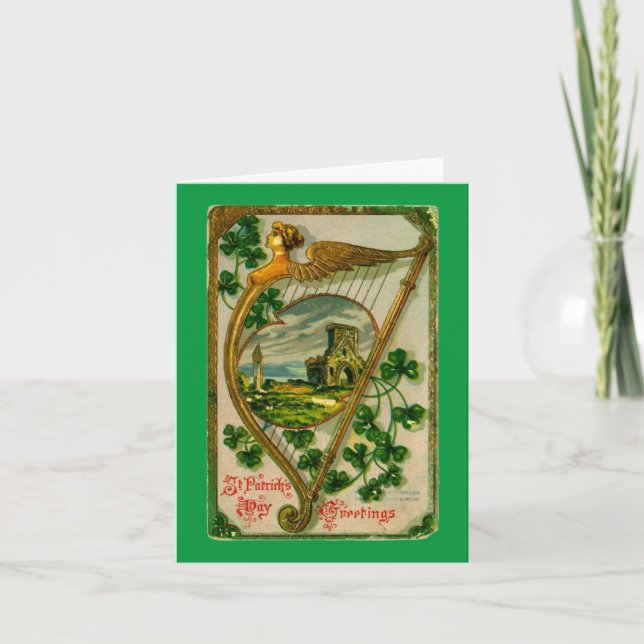 Carte de vœux de vacances de harpe irlandaise vint (Devant)