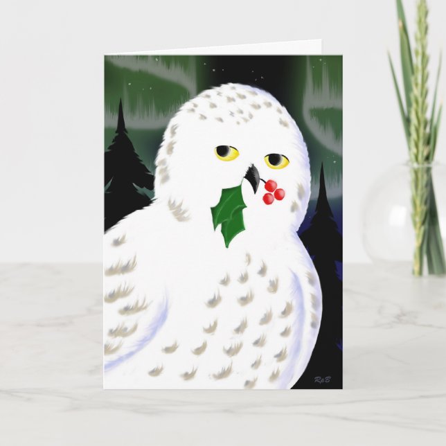 Carte de voeux de vacances de hibou de Milou (Devant)