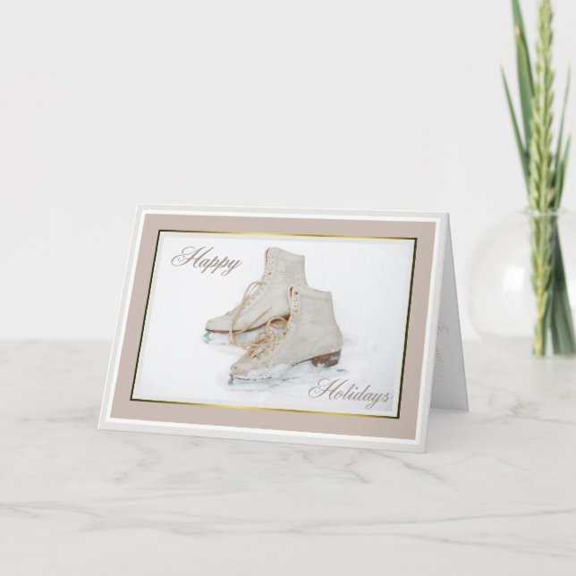 Carte de voeux de vacances de patins de glace (Devant)