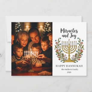 Carte de vœux de vacances de photo de Hanukkah flo