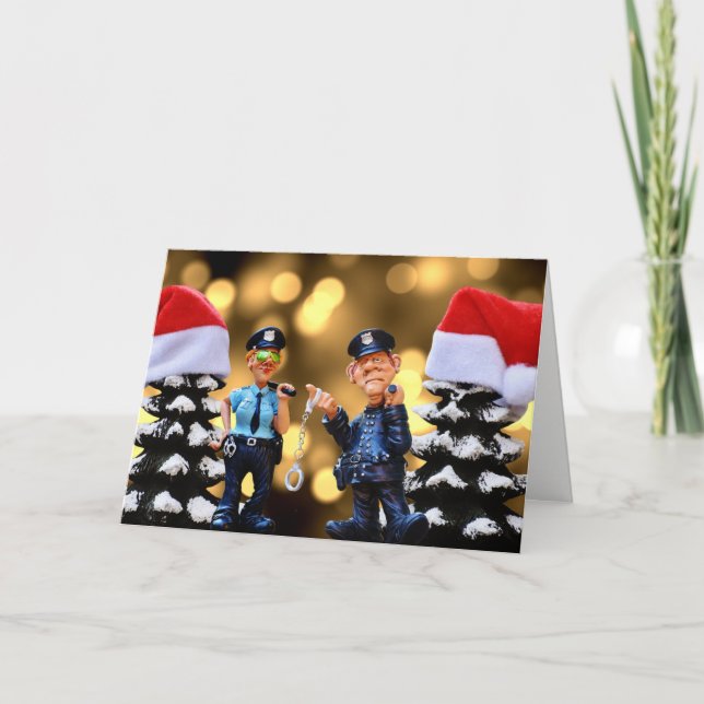 Carte de voeux de vacances de policiers de Noël (Devant)