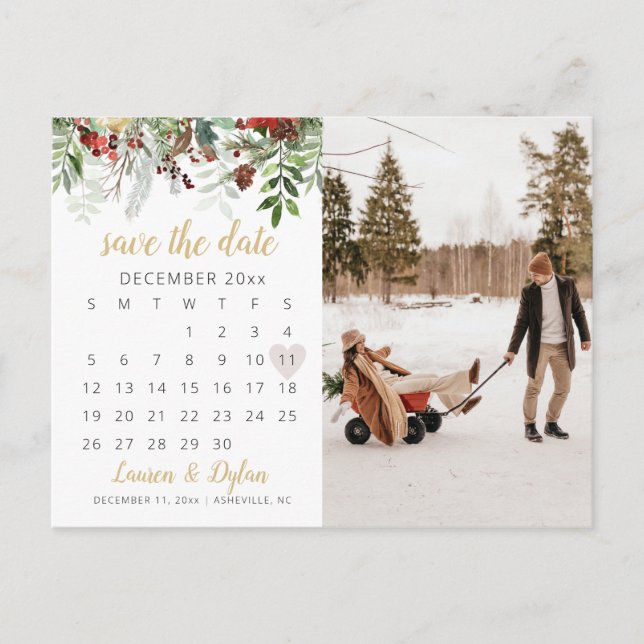 Carte de vœux de vacances d'hiver HOLLY Photo Enre (Devant)
