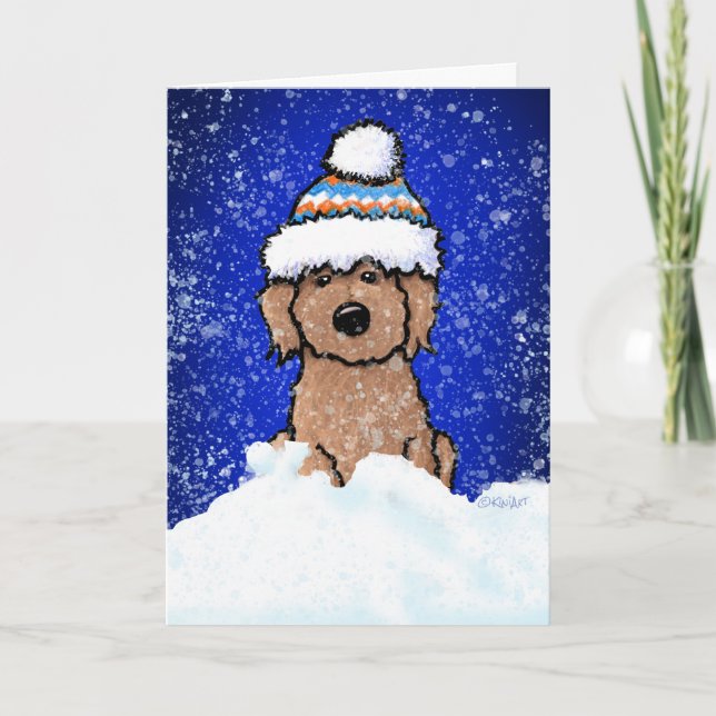 Carte de vœux de vacances Doodle Abricot d'Hiver (Devant)