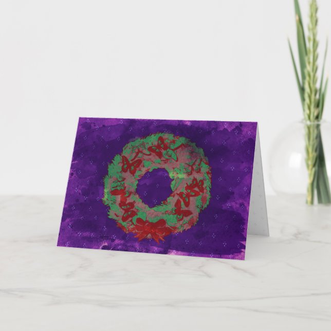 Carte de voeux de vacances "Papillon Wreath" (Blnk (Devant)