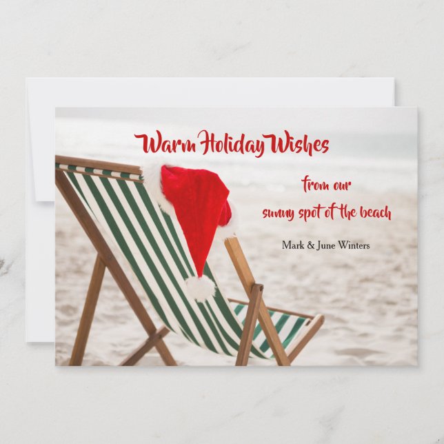 Carte de voeux de vacances père Noël Beach Chair (Devant)