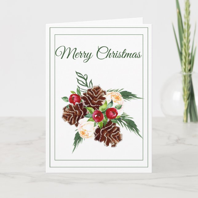 Carte de voeux de vacances Pine Cones and Berries (Devant)