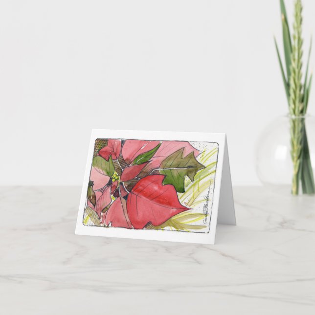 Carte de vœux de vacances Poinsettia (Devant)