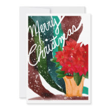 Carte de vœux de vacances Poinsettia vierge