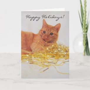 Carte de vœux de vacances pour chat avec une petit