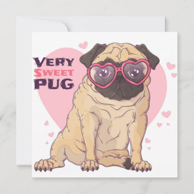 Carte de vœux de vacances Pug Love (Devant)