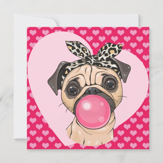 Carte de vœux de vacances Pug Love (Devant)