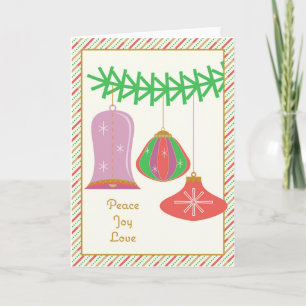 Carte de voeux de vacances Retro - Peace Joy Love