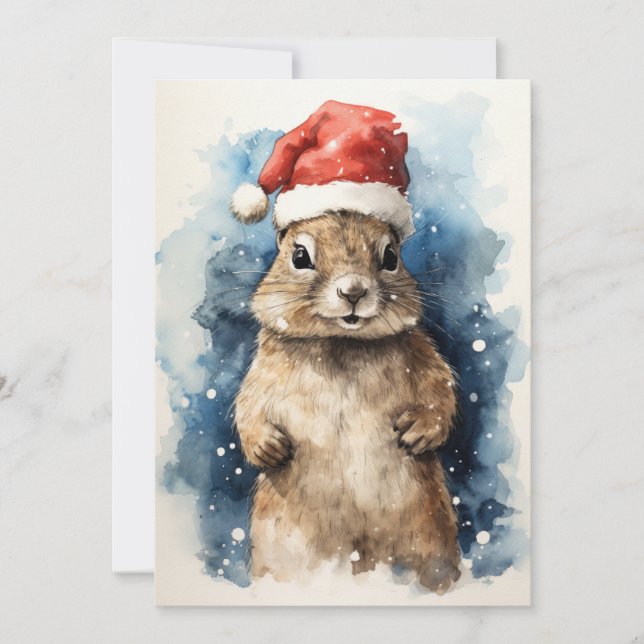 Carte de vœux de vacances Santa Squirrel Flat (Devant)