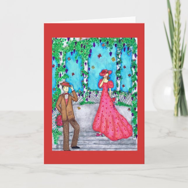 Carte de voeux de Valentine de perruche avec (Devant)