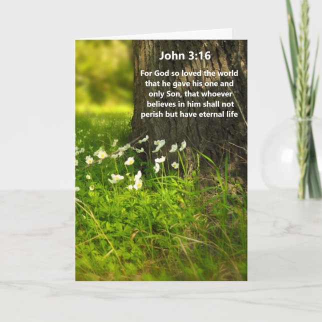 Carte de vœux de verset biblique John 3:16 Fleurs  (Devant)