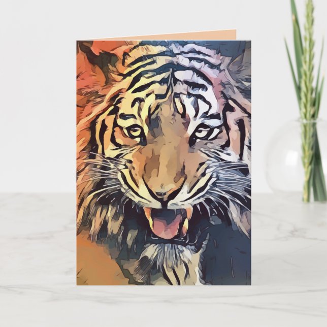 Carte de voeux de visage de tigre (Devant)