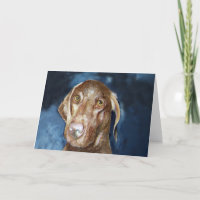Carte de voeux de Vizsla avec le timbre-poste