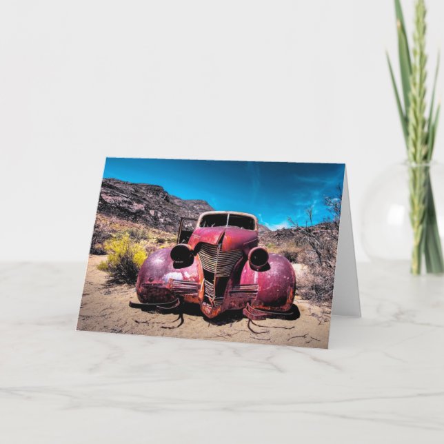 Carte de voeux de voiture antique (Devant)