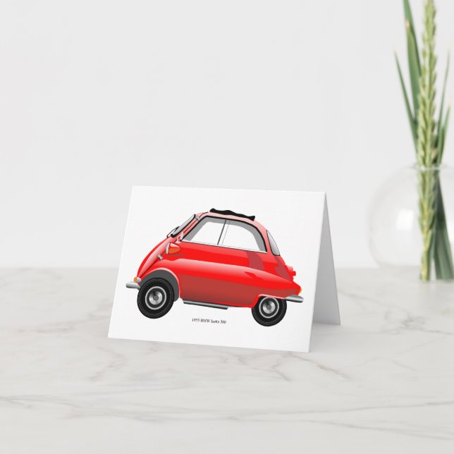 Carte de voeux de voiture de bulle d'Isetta (Devant)