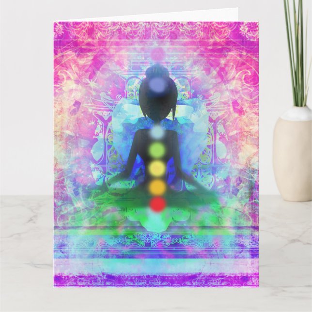 Carte de voeux de yoga de méditation grande (Devant)